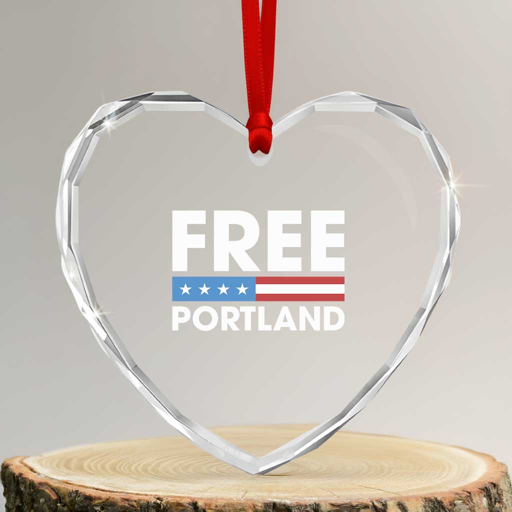 Free Portland Patriotic Heart Crystal Glass Ornament Bold Political Statement American Flag TS02 Transparent Glass 3'' Heart Print Your Wear