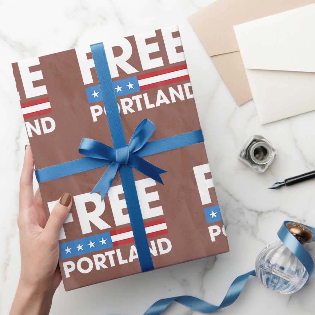 Free Portland Patriotic Wrapping Paper Roll Bold Political Statement American Flag TS02 Mocha Print Your Wear