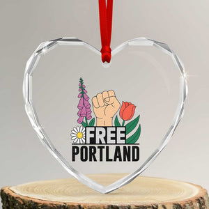 Free Portland Raised Fist Heart Crystal Glass Ornament Patriotic Oregon Freedom Floral Justice TS02 Transparent Glass 3'' Heart Print Your Wear