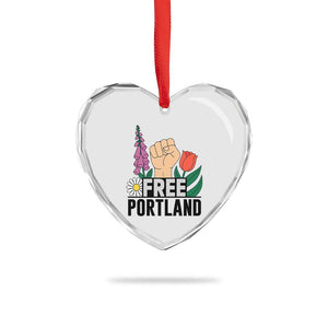 Free Portland Raised Fist Heart Crystal Glass Ornament Patriotic Oregon Freedom Floral Justice TS02 Print Your Wear