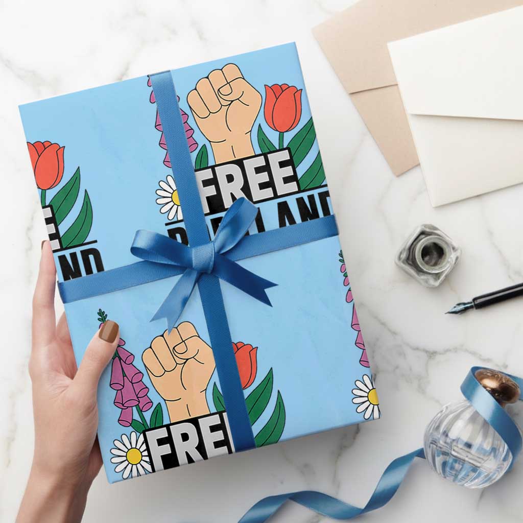 Free Portland Raised Fist Wrapping Paper Roll Patriotic Oregon Freedom Floral Justice TS02 Light Blue Print Your Wear