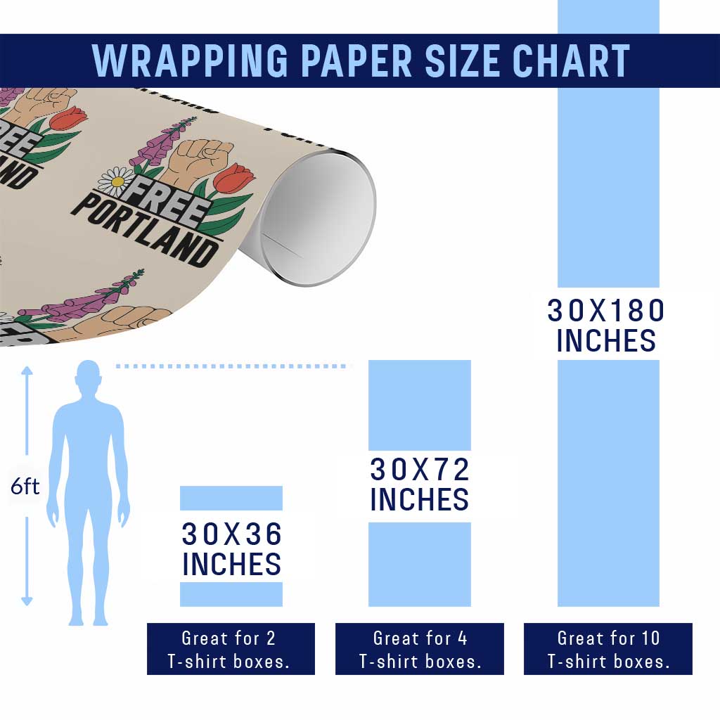 Free Portland Raised Fist Wrapping Paper Roll Patriotic Oregon Freedom Floral Justice TS02 Print Your Wear