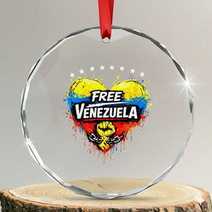 Free Venezuela Crystal Glass Ornament Freedom Venezuelan Flag Hand Fist Graphic TS11 Transparent Glass 3'' Circle Print Your Wear