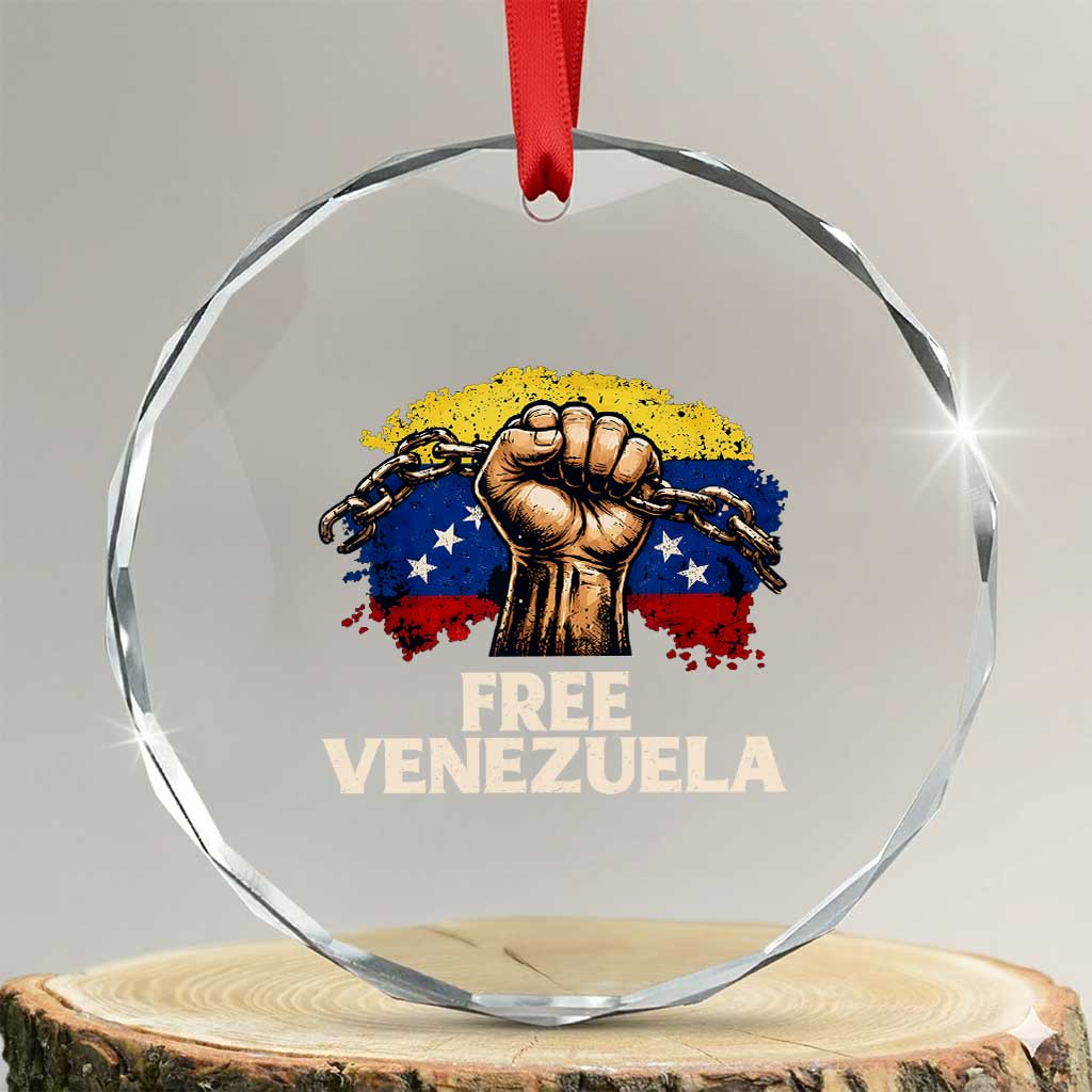 Free Venezuela Flag Chain Breaker Crystal Glass Ornament Powerful Liberation for Liberation Supporters TS02 Transparent Glass 3'' Circle Print Your Wear