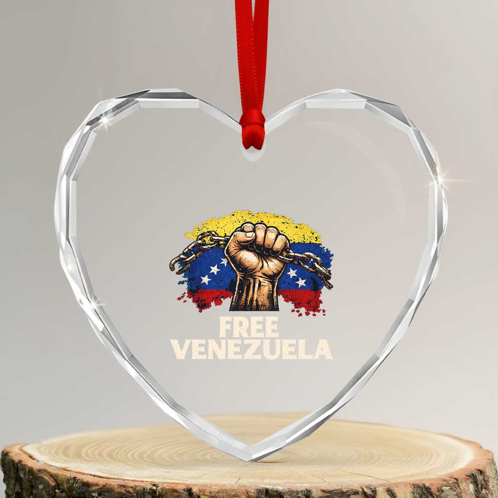 Free Venezuela Flag Chain Breaker Heart Crystal Glass Ornament Powerful Liberation for Liberation Supporters TS02 Transparent Glass 3'' Heart Print Your Wear