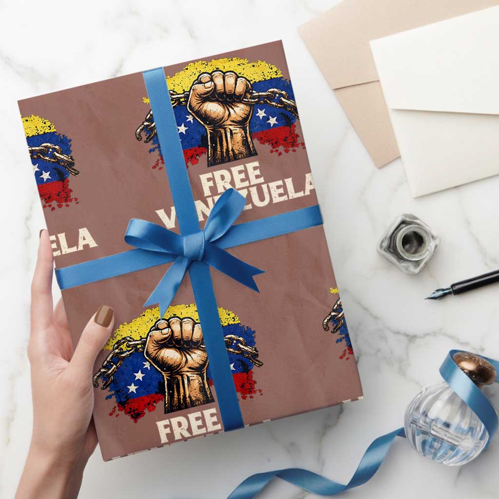 Free Venezuela Flag Chain Breaker Wrapping Paper Roll Powerful Liberation for Liberation Supporters TS02 Mocha Print Your Wear