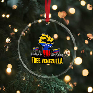 Free Venezuela Flag Crystal Glass Ornament Raised Fist Resistance for Liberation Supporters TS02 Print Your Wear