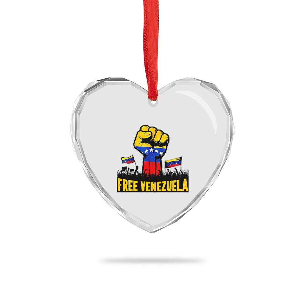 Free Venezuela Flag Heart Crystal Glass Ornament Raised Fist Resistance for Liberation Supporters TS02 Print Your Wear