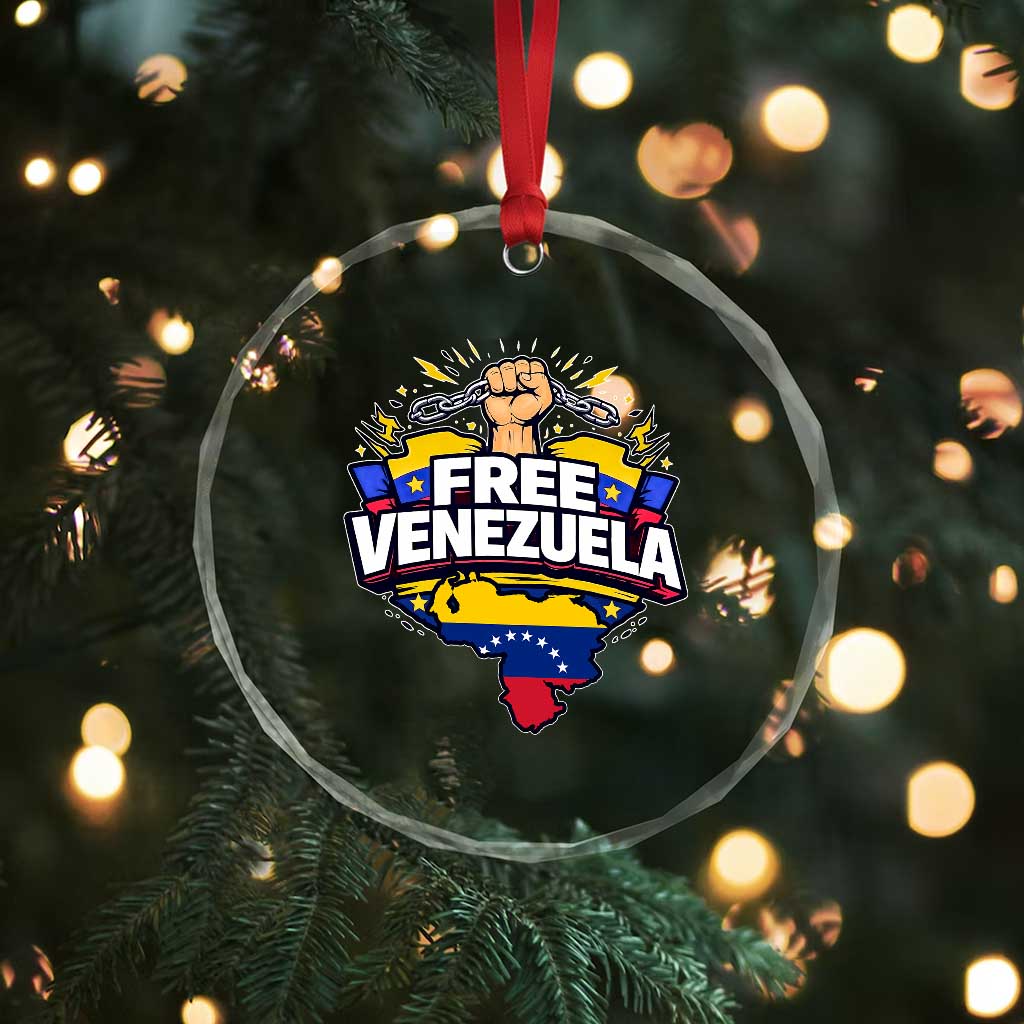 Free Venezuela Raised Fist Crystal Glass Ornament Libre Venezuelan Flag Map Liberation TS02 Print Your Wear
