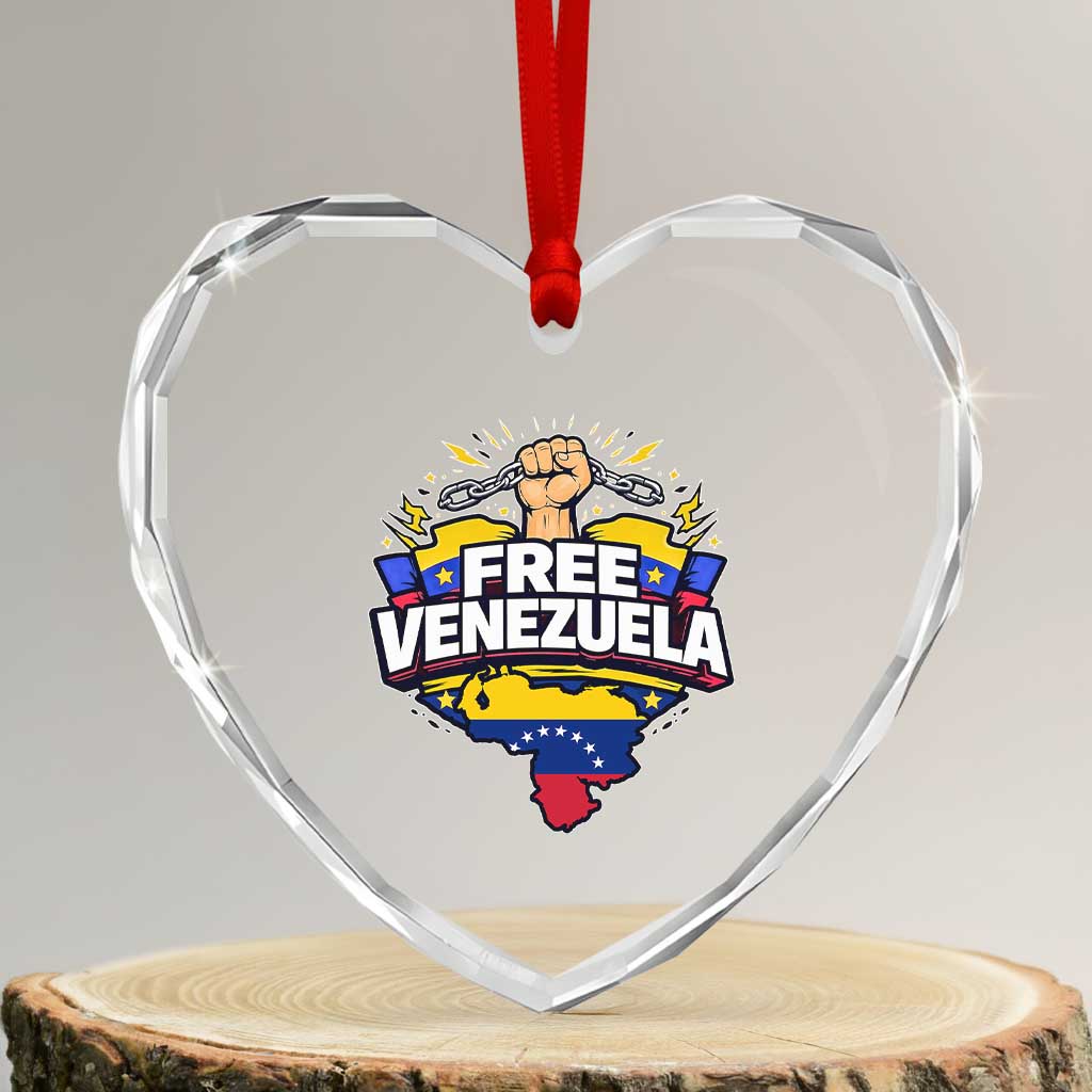 Free Venezuela Raised Fist Heart Crystal Glass Ornament Libre Venezuelan Flag Map Liberation TS02 Transparent Glass 3'' Heart Print Your Wear