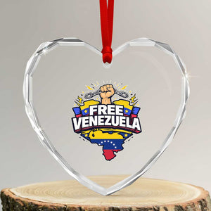 Free Venezuela Raised Fist Heart Crystal Glass Ornament Libre Venezuelan Flag Map Liberation TS02 Transparent Glass 3'' Heart Print Your Wear