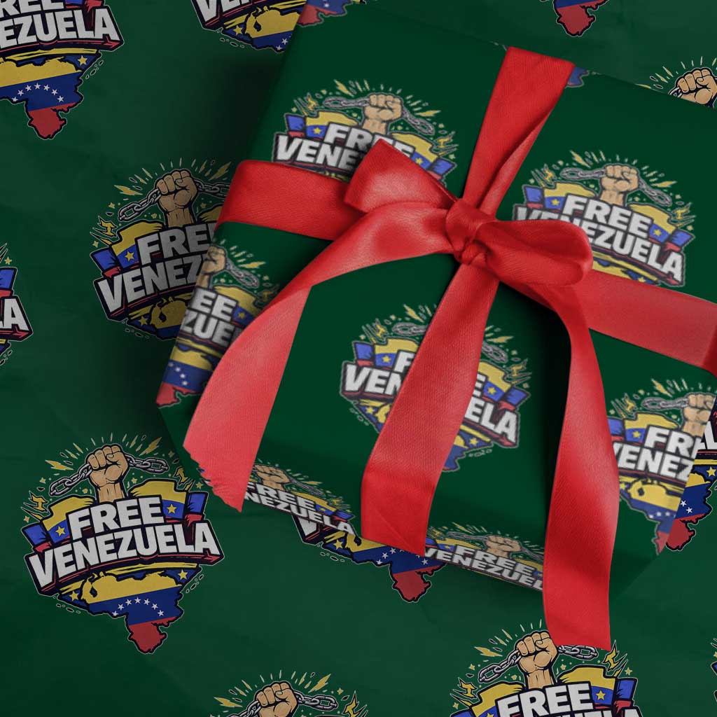 Free Venezuela Raised Fist Wrapping Paper Roll Libre Venezuelan Flag Map Liberation TS02 Green Print Your Wear