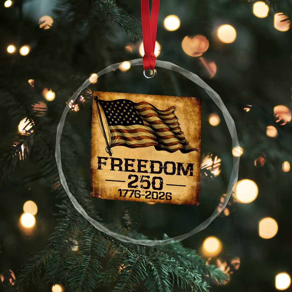 Freedom 250 Years America Crystal Glass Ornament Retro Vintage 250th Anniversary USA TS10 Print Your Wear