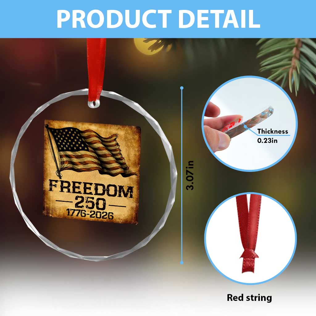 Freedom 250 Years America Crystal Glass Ornament Retro Vintage 250th Anniversary USA TS10 Print Your Wear