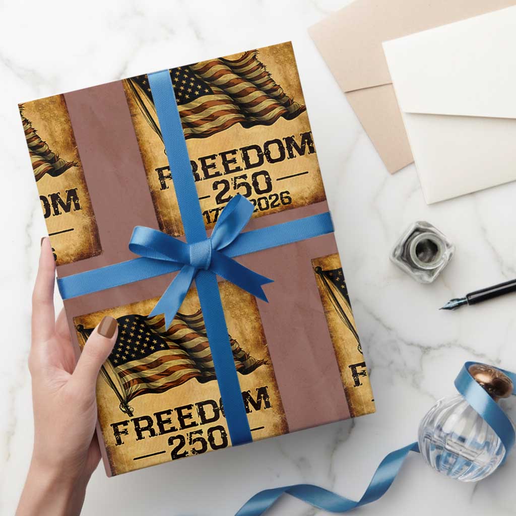 Freedom 250 Years America Wrapping Paper Roll Retro Vintage 250th Anniversary USA TS10 Mocha Print Your Wear