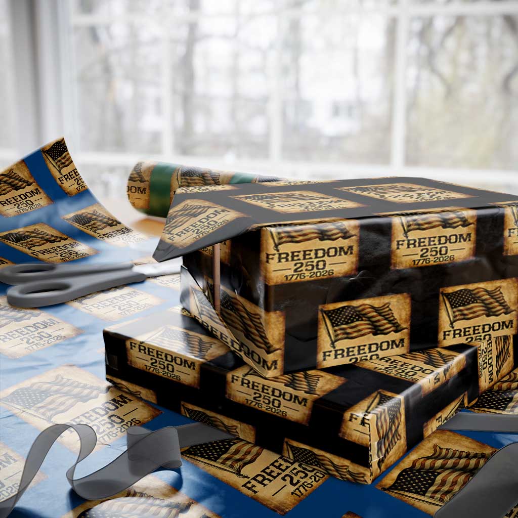 Freedom 250 Years America Wrapping Paper Roll Retro Vintage 250th Anniversary USA TS10 Black Print Your Wear