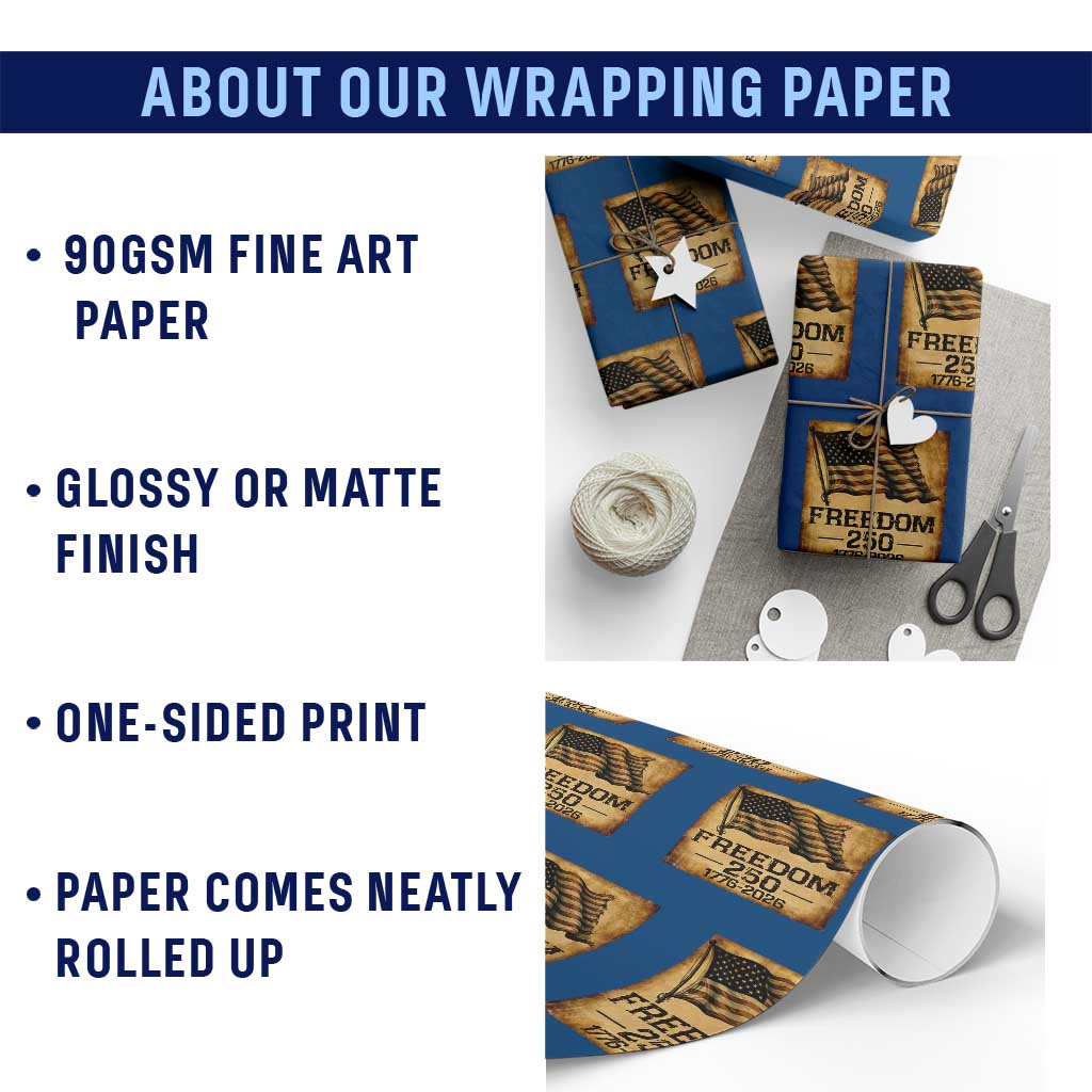 Freedom 250 Years America Wrapping Paper Roll Retro Vintage 250th Anniversary USA TS10 Print Your Wear
