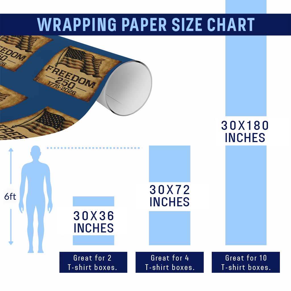 Freedom 250 Years America Wrapping Paper Roll Retro Vintage 250th Anniversary USA TS10 Print Your Wear
