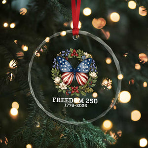 Freedom 250 Years American Flag Butterfly Crystal Glass Ornament Floral Wreath Patriotic 1776-2026 Semiquincentennial Celebration TS02 Print Your Wear