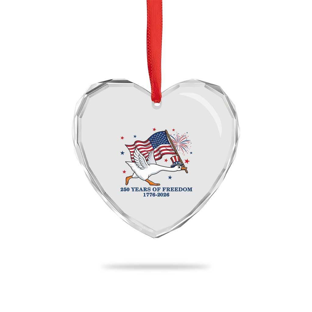 Freedom 250th Anniversary Heart Crystal Glass Ornament Funny 4th Of July Silly Goose