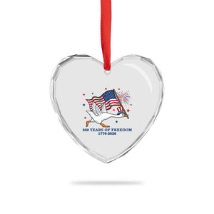 Freedom 250th Anniversary Heart Crystal Glass Ornament Funny 4th Of July Silly Goose