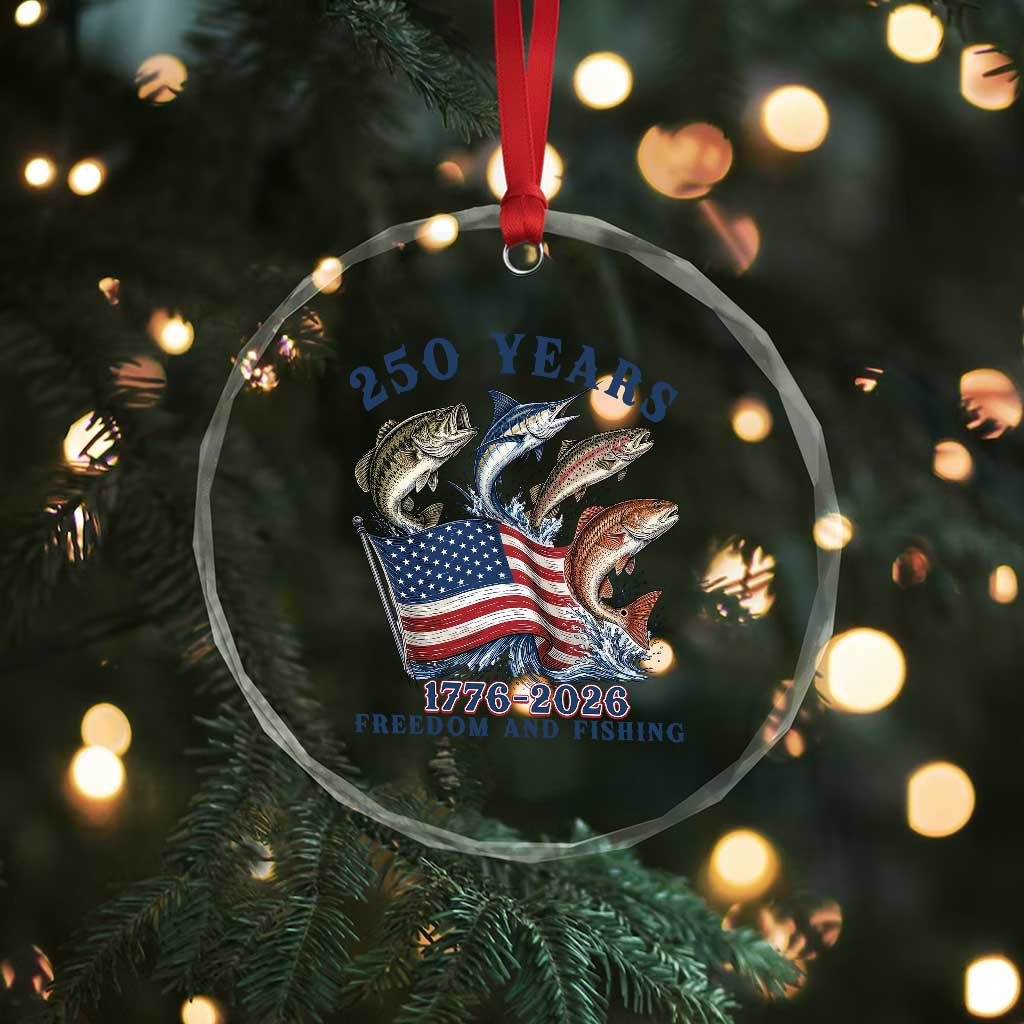 Freedom And Fishing Crystal Glass Ornament Patriotic American Flag Fisherman Gift TS12 Print Your Wear