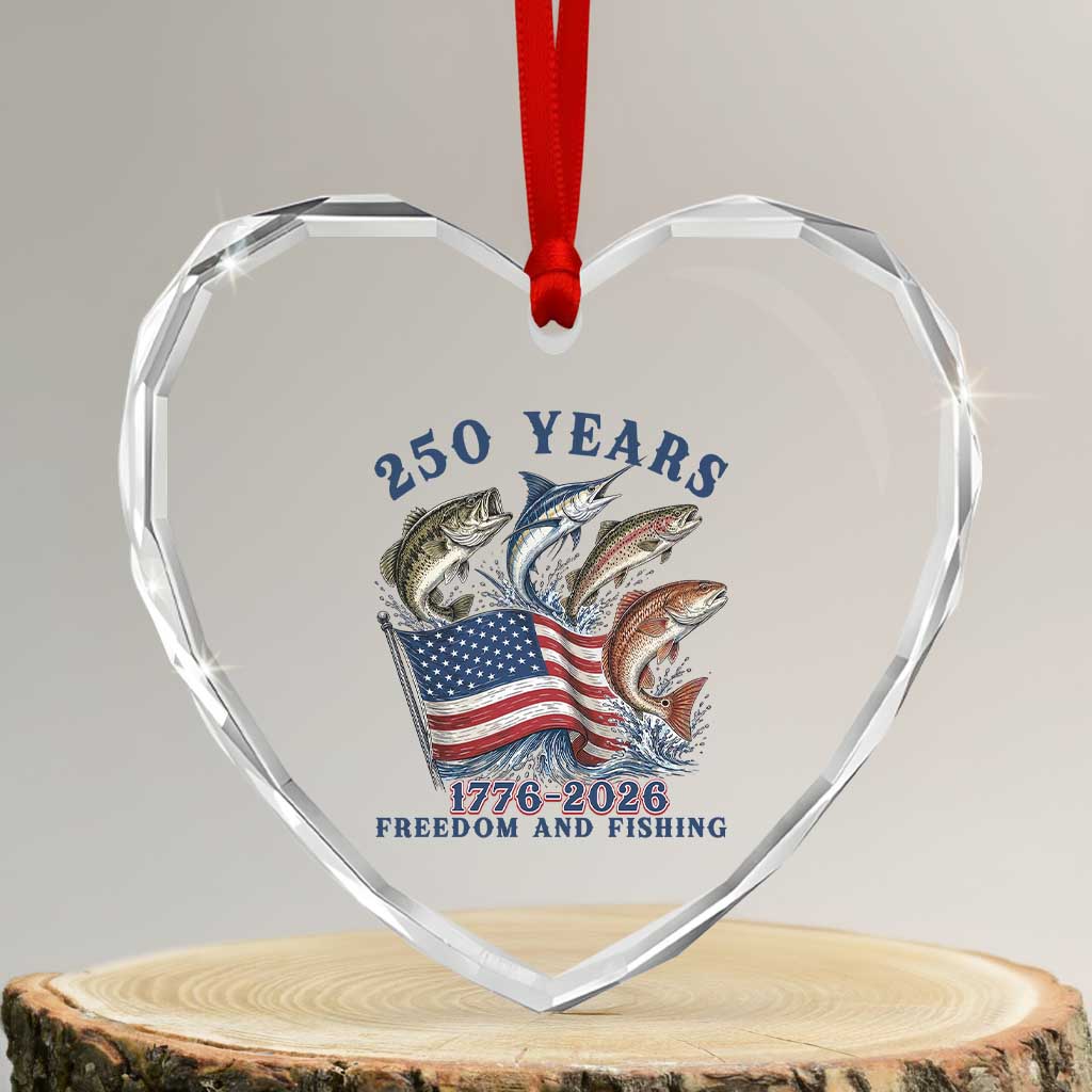 Freedom And Fishing Heart Crystal Glass Ornament Patriotic American Flag Fisherman Gift TS12 Transparent Glass 3'' Heart Print Your Wear