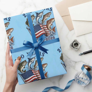 Freedom And Fishing Wrapping Paper Roll Patriotic American Flag Fisherman Gift TS12 Light Blue Print Your Wear