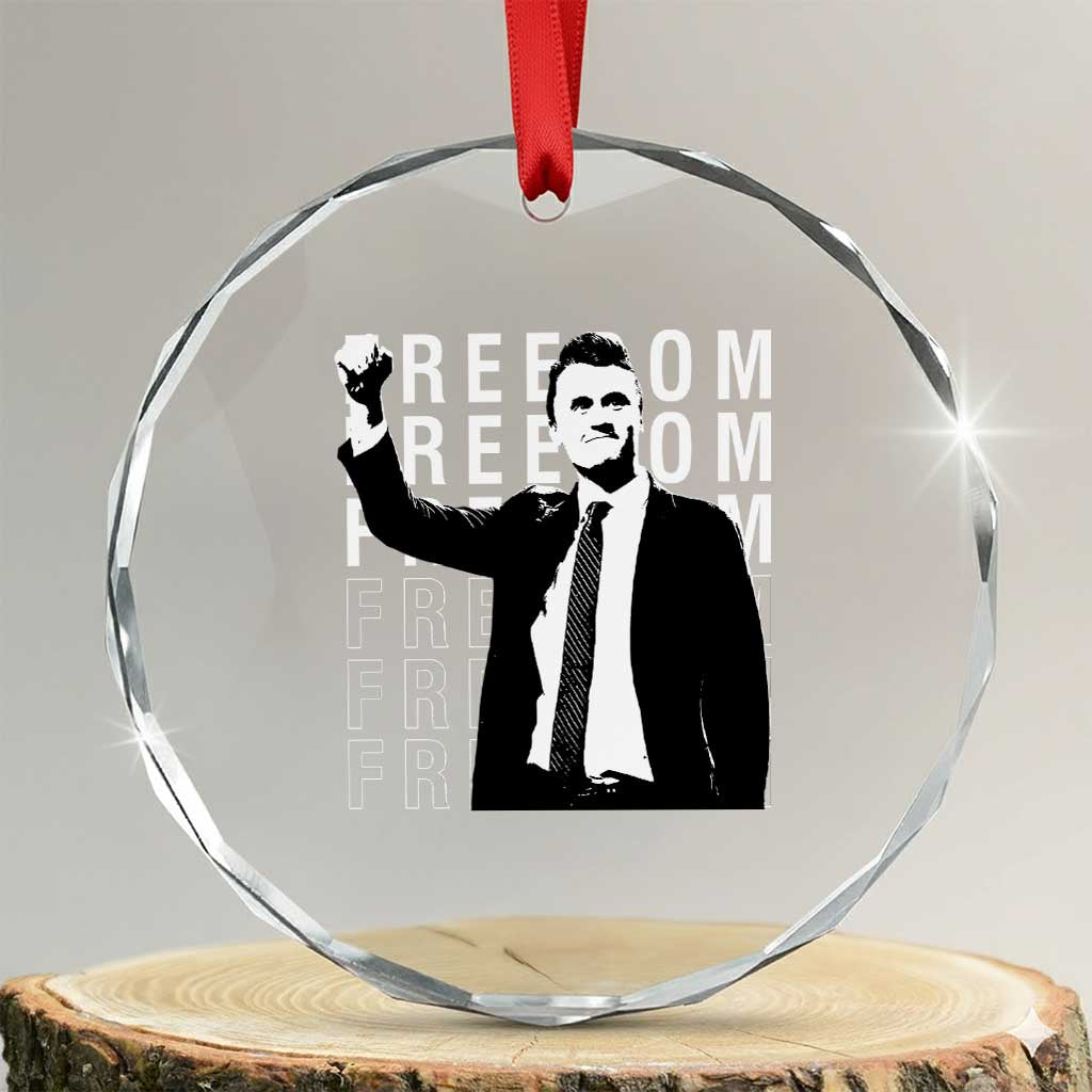 Freedom Charlie Kirk Tribute Crystal Glass Ornament A True Patriot Leagacy Memorial TS02 Transparent Glass 3'' Circle Print Your Wear