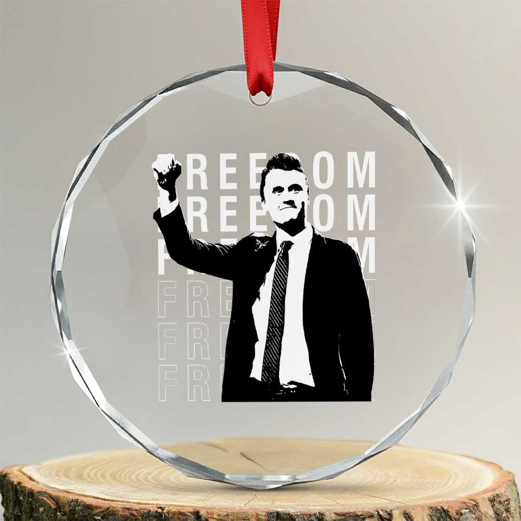 Freedom Charlie Kirk Tribute Crystal Glass Ornament A True Patriot Leagacy Memorial TS02 Transparent Glass 3'' Circle Print Your Wear