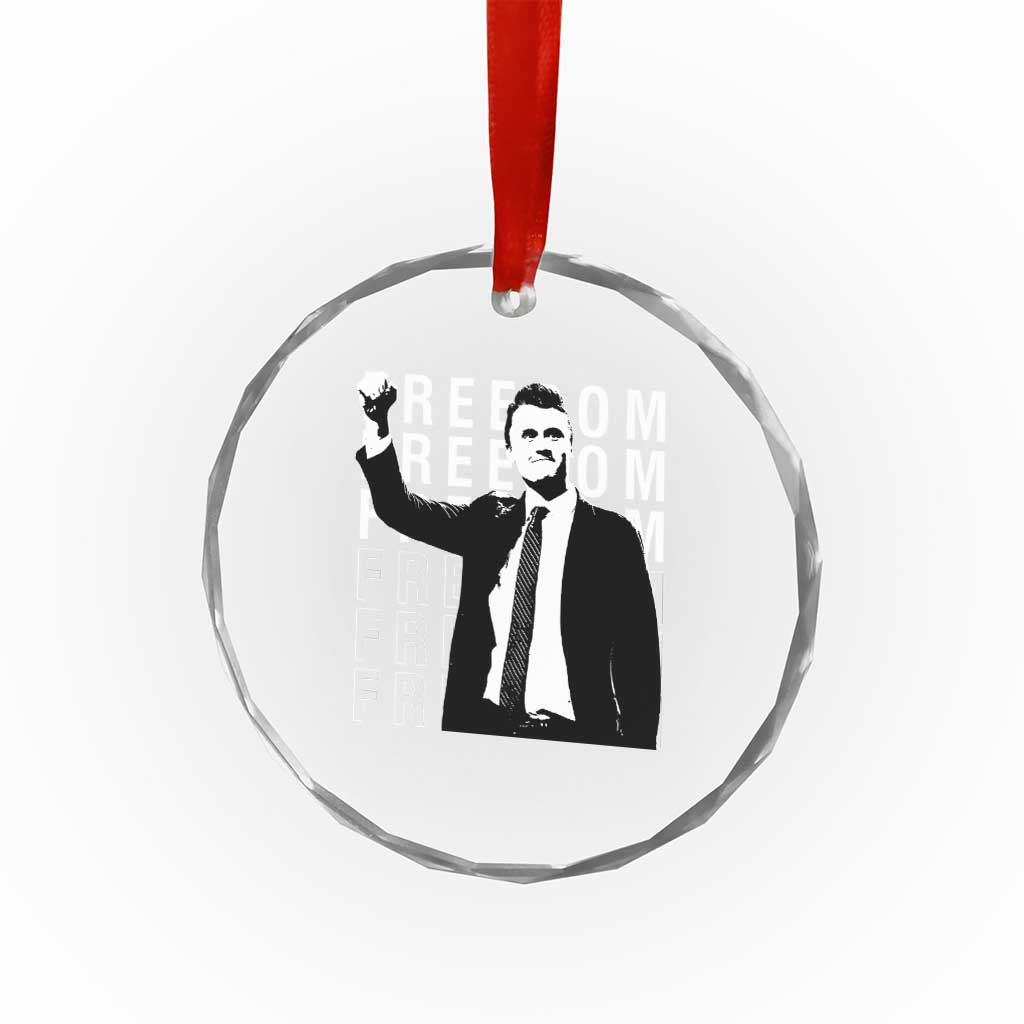Freedom Charlie Kirk Tribute Crystal Glass Ornament A True Patriot Leagacy Memorial TS02 Transparent Glass 3'' Circle Print Your Wear