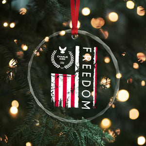 Freedom Charlie Kirk Tribute Crystal Glass Ornament Patriotic Legacy Eagle Distressed American Flag TS02 Print Your Wear