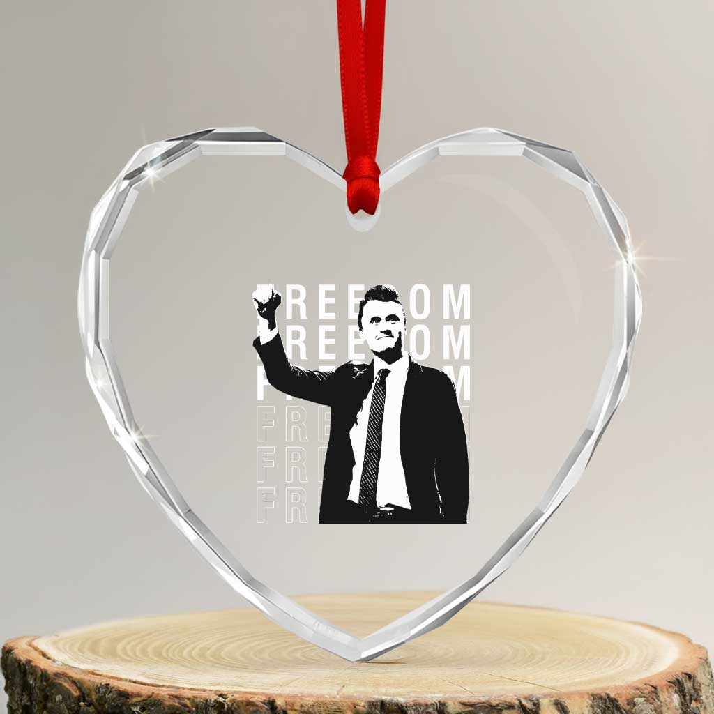 Freedom Charlie Kirk Tribute Heart Crystal Glass Ornament A True Patriot Leagacy Memorial TS02 Transparent Glass 3'' Heart Print Your Wear