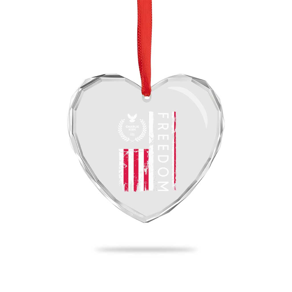 Freedom Charlie Kirk Tribute Heart Crystal Glass Ornament Patriotic Legacy Eagle Distressed American Flag TS02 Print Your Wear