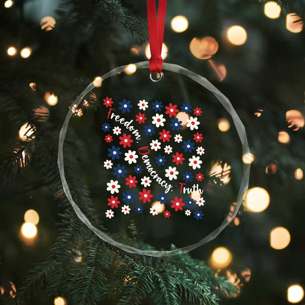 Freedom Democracy Truth Crystal Glass Ornament Patriotic Floral TS12 Print Your Wear