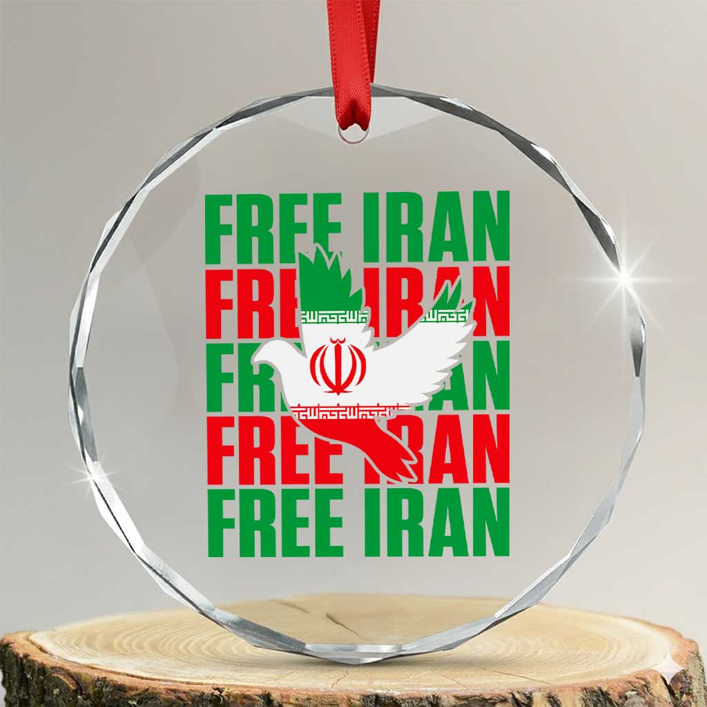 Freedom Dove Flag Crystal Glass Ornament Peaceful Iran Support TS12 Transparent Glass 3'' Circle Print Your Wear
