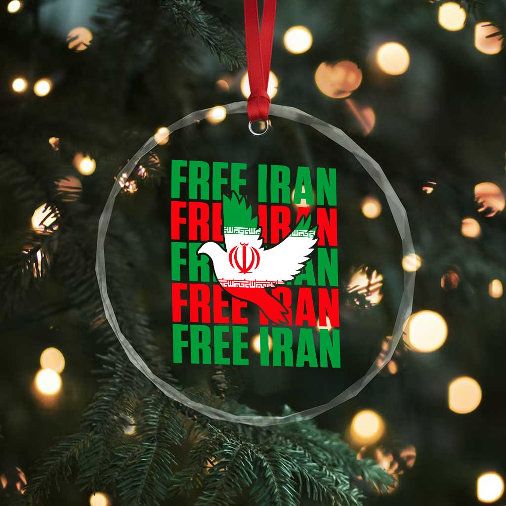 Freedom Dove Flag Crystal Glass Ornament Peaceful Iran Support TS12 Print Your Wear