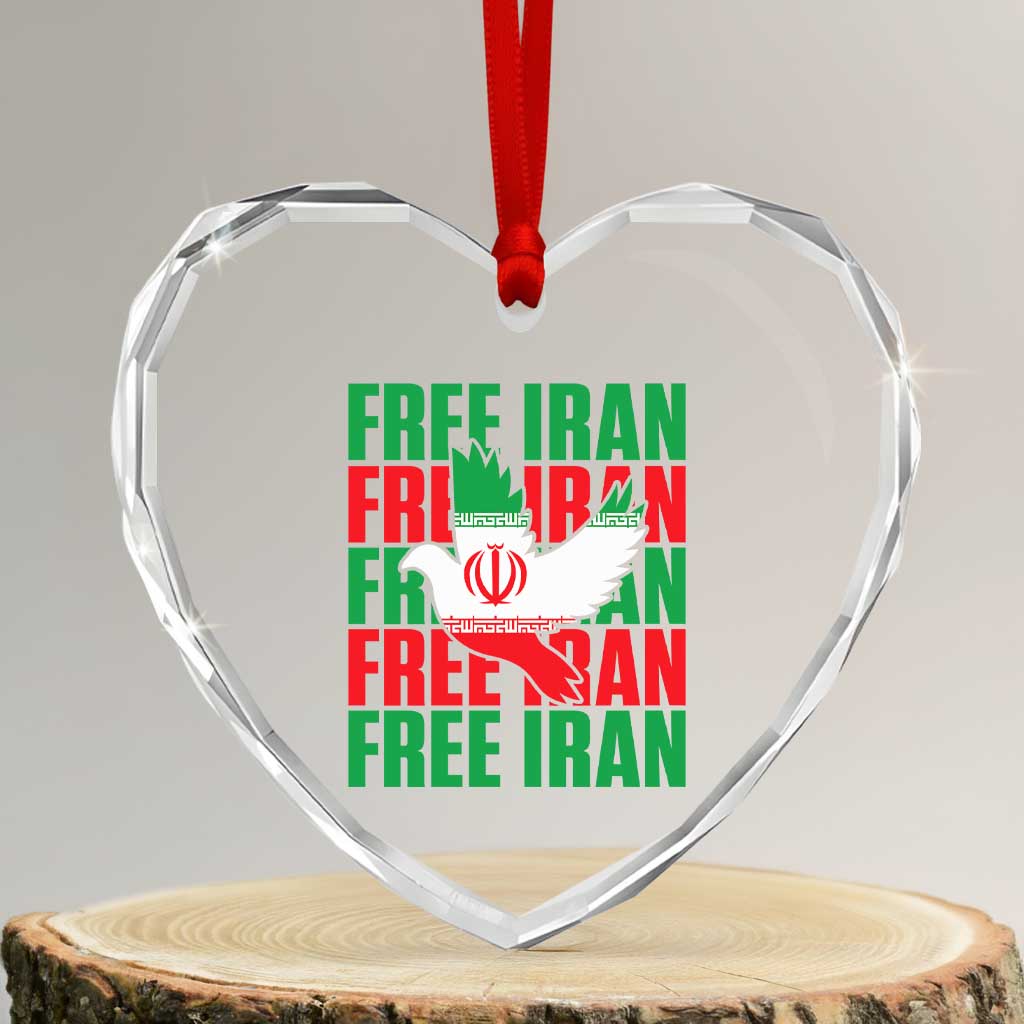 Freedom Dove Flag Heart Crystal Glass Ornament Peaceful Iran Support TS12 Transparent Glass 3'' Heart Print Your Wear