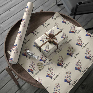 Freedom Dragonfly American Flag 4th Of July Wrapping Paper Roll Patriotic Nature Lover Graphic