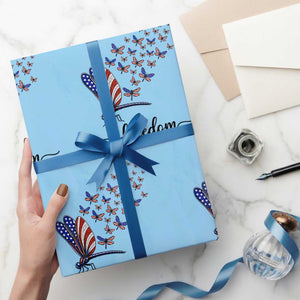 Freedom Dragonfly American Flag 4th Of July Wrapping Paper Roll Patriotic Nature Lover Graphic