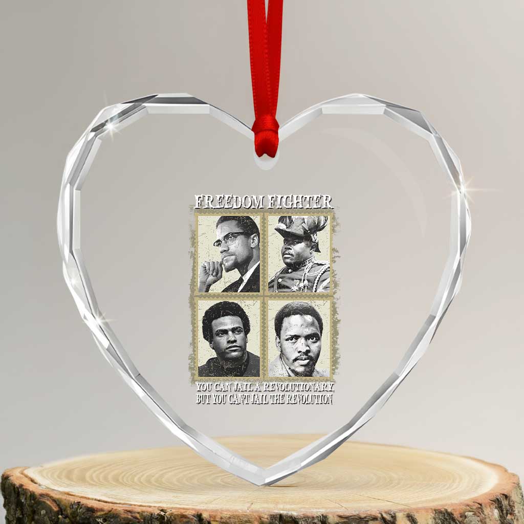 Freedom Fighters Heritage Heart Crystal Glass Ornament Malcolm X Marcus Garvey Huey P Newton Steve Biko Revolution TS02 Transparent Glass 3'' Heart Print Your Wear