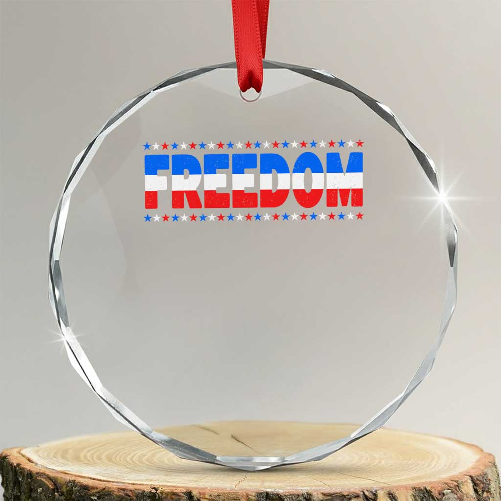Freedom Funny 4th of July Couple Matching Crystal Glass Ornament TS11 Transparent Glass 3'' Circle Print Your Wear