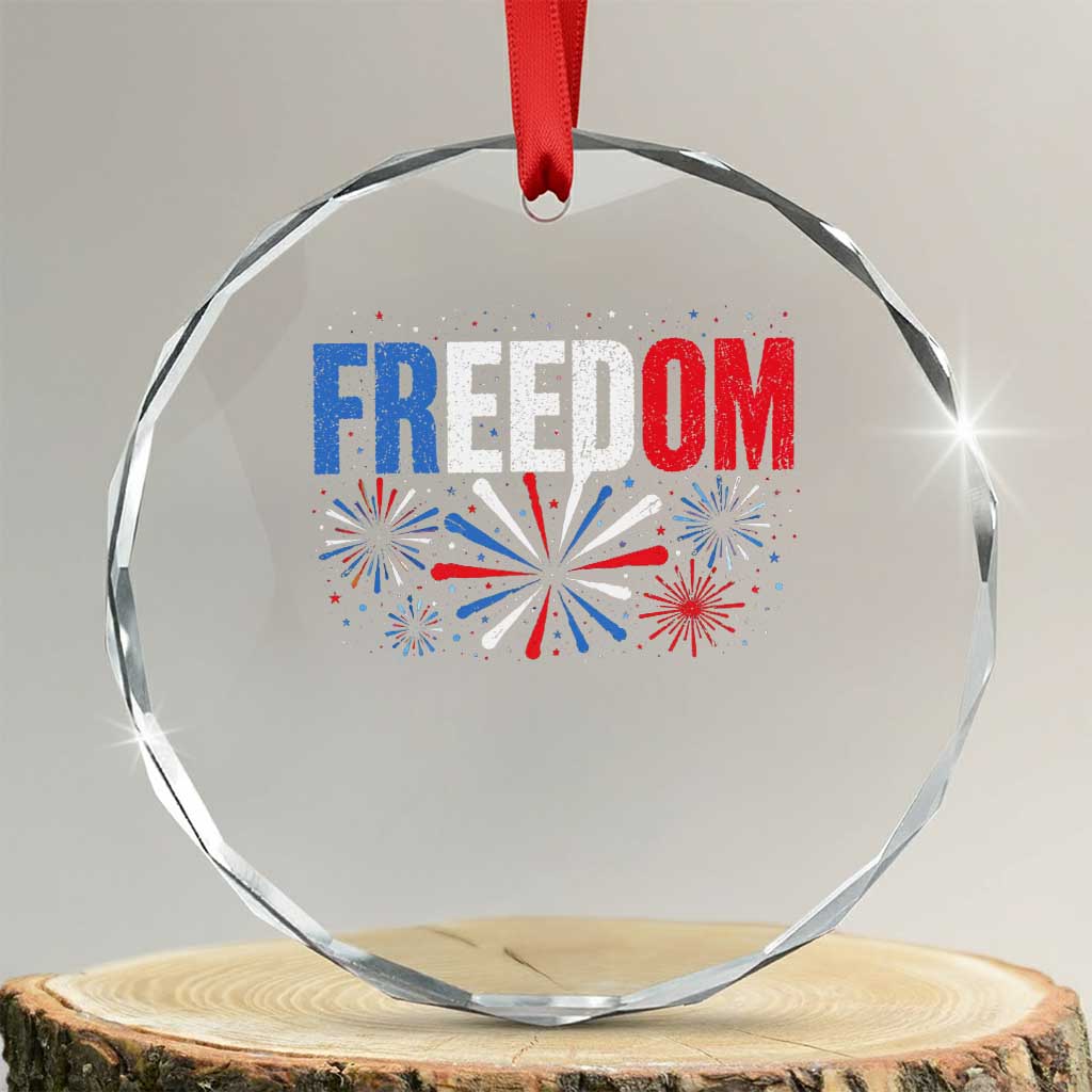 Freedom Funny 4th of July Couple Matching Crystal Glass Ornament US Fireworks TS11 Transparent Glass 3'' Circle Print Your Wear