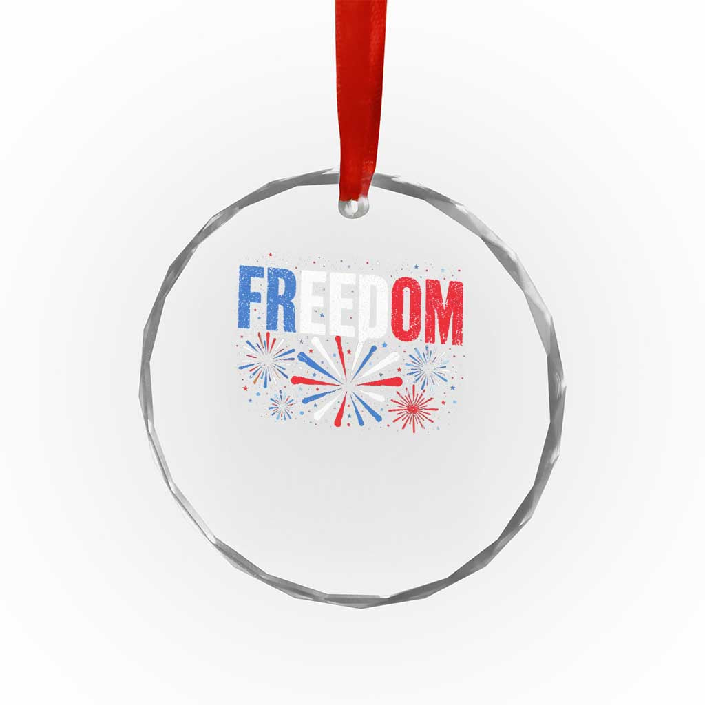 Freedom Funny 4th of July Couple Matching Crystal Glass Ornament US Fireworks