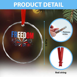 Freedom Funny 4th of July Couple Matching Crystal Glass Ornament US Fireworks