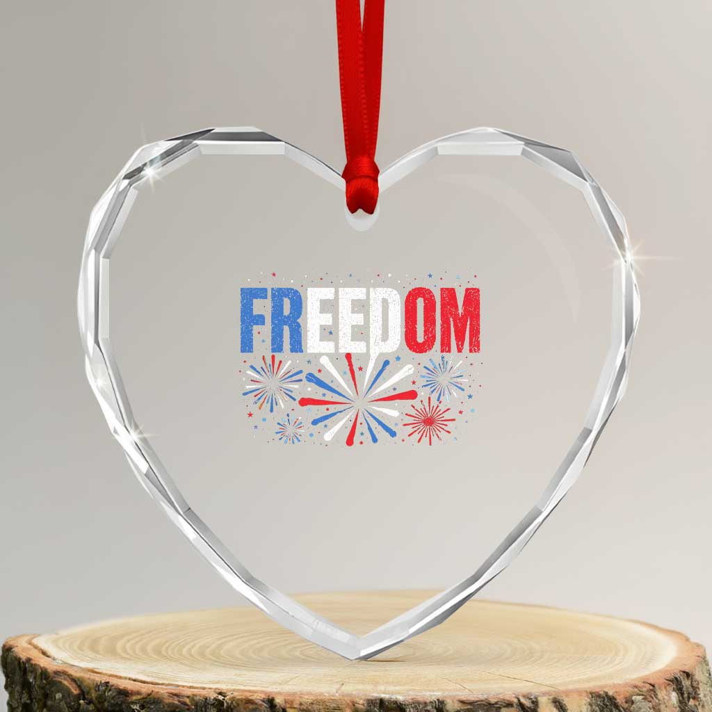 Freedom Funny 4th of July Couple Matching Heart Crystal Glass Ornament US Fireworks TS11 Transparent Glass 3'' Heart Print Your Wear