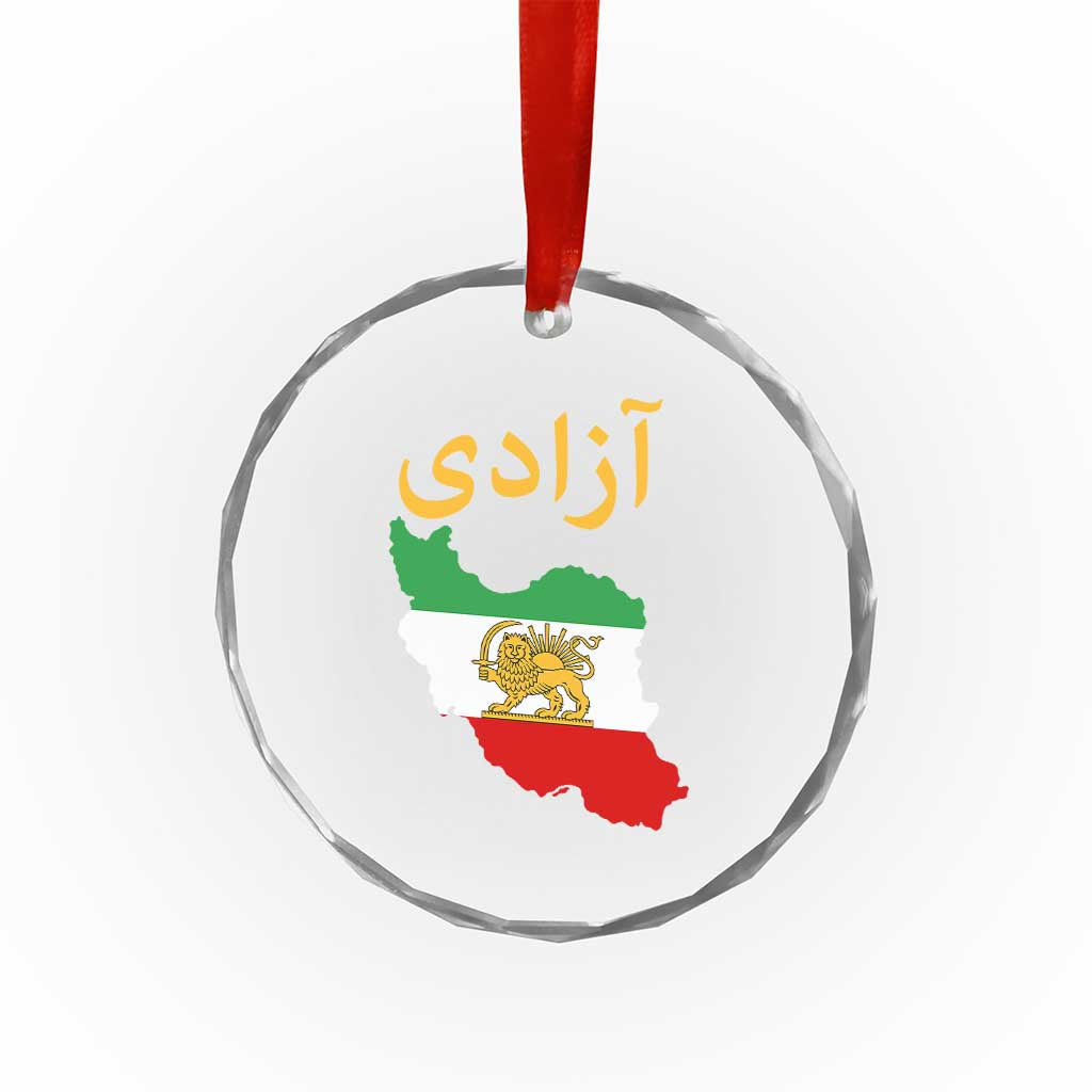 Freedom Iran Sun and Lion Flag Crystal Glass Ornament Free Iranian Revolution 2026 TS02 Print Your Wear