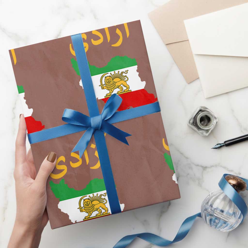 Freedom Iran Sun and Lion Flag Wrapping Paper Roll Free Iranian Revolution 2026 TS02 Mocha Print Your Wear