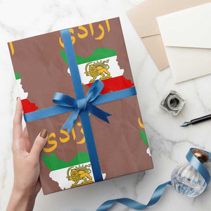 Freedom Iran Sun and Lion Flag Wrapping Paper Roll Free Iranian Revolution 2026 TS02 Mocha Print Your Wear