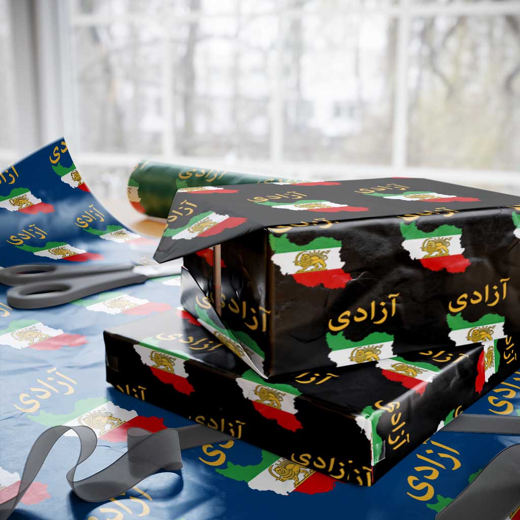 Freedom Iran Sun and Lion Flag Wrapping Paper Roll Free Iranian Revolution 2026 TS02 Black Print Your Wear